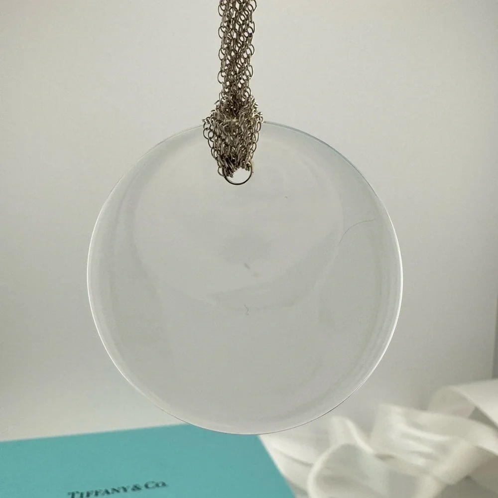 Tiffany & Co. Elsa Peretti 50mm Round Disc in Rock Crystal on Mesh Chain